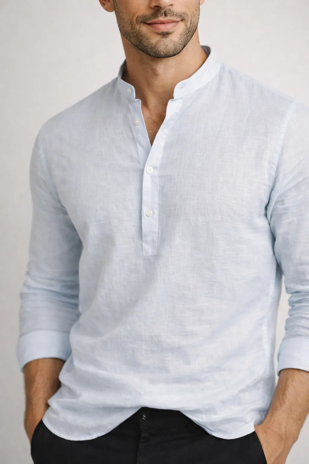 Camisa Bata Slim em Flamê com Gola Padre