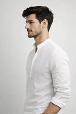 Camisa Bata Slim em Flamê com Gola Padre