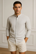 Camisa Casual Gola Padre Listrada Manga Longa Modena