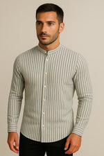 Camisa Casual Gola Padre Listrada Manga Longa Modena