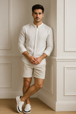 Camisa Casual Torino Lisa Gola Padre Manga Longa