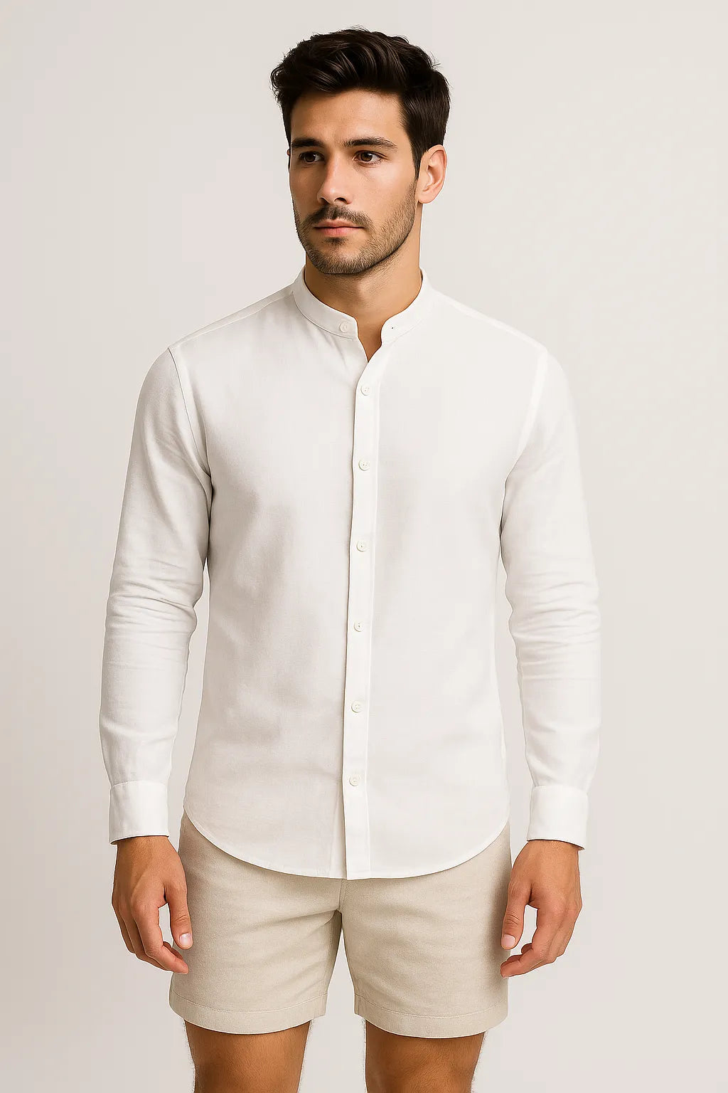 Camisa Casual Torino Lisa Gola Padre Manga Longa