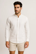 Camisa Casual Torino Lisa Gola Padre Manga Longa