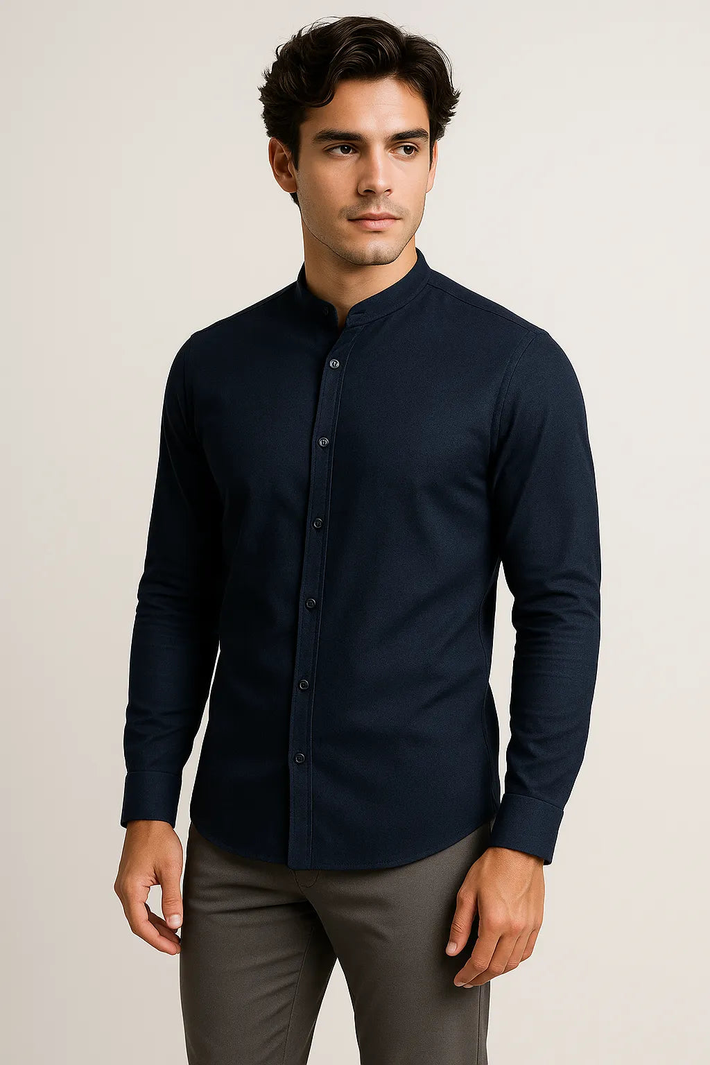 Camisa Casual Torino Lisa Gola Padre Manga Longa