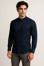 Camisa Casual Torino Lisa Gola Padre Manga Longa