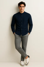 Camisa Casual Torino Lisa Gola Padre Manga Longa