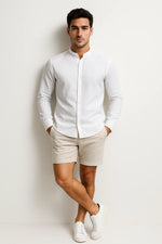 Camisa Casual Torino Lisa Gola Padre Manga Longa