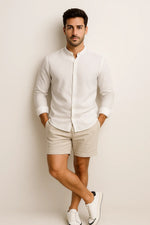 Camisa Casual Torino Lisa Gola Padre Manga Longa