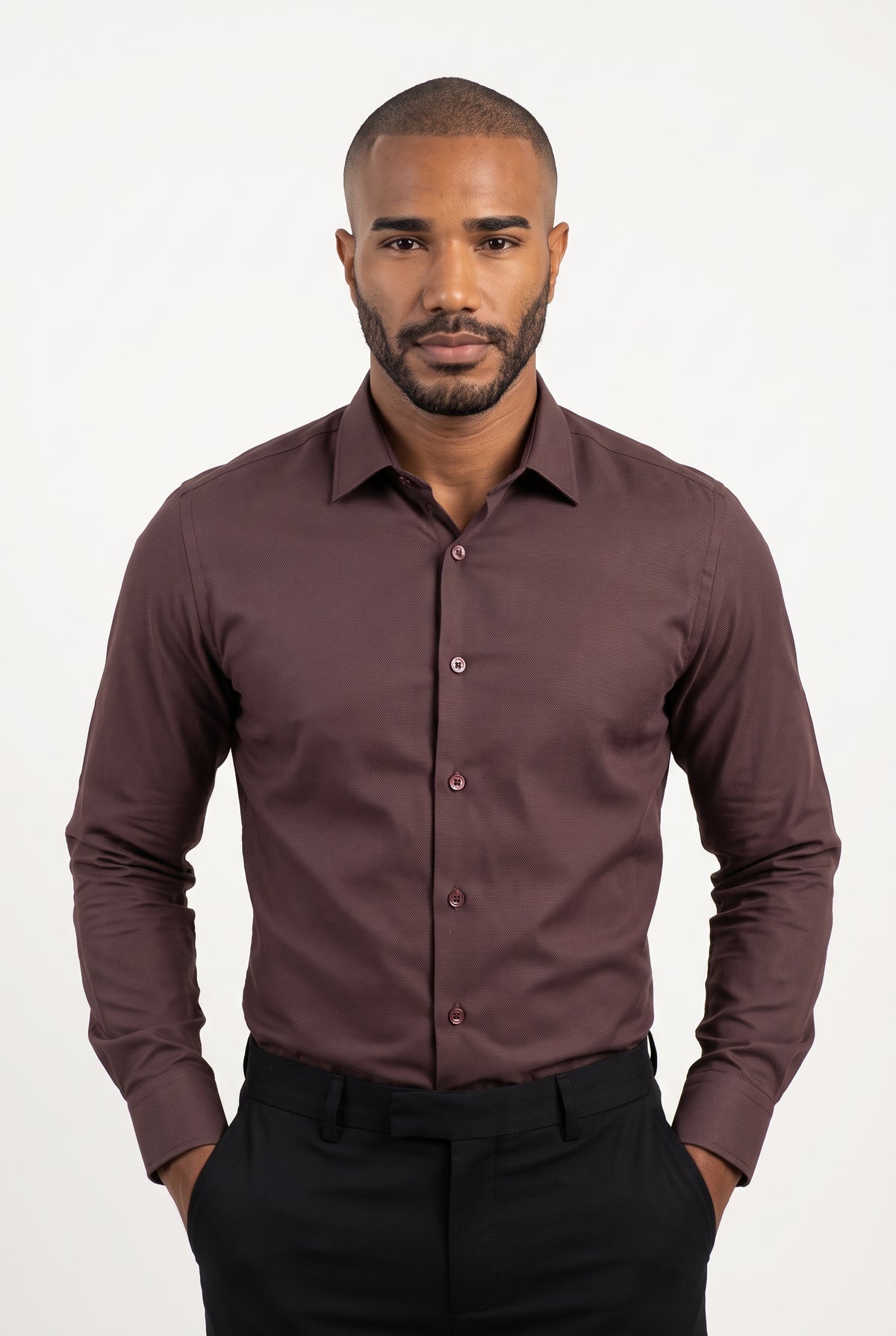 Camisa Social Masculina Tradicional Textura Milano