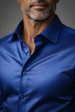 Camisa Social Slim Azul Royal Acetinado
