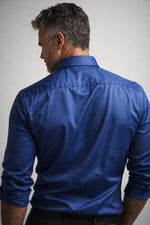 Camisa Social Slim Azul Royal Acetinado