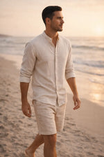 Camisa Casual Modena Listrada Gola Padre ML