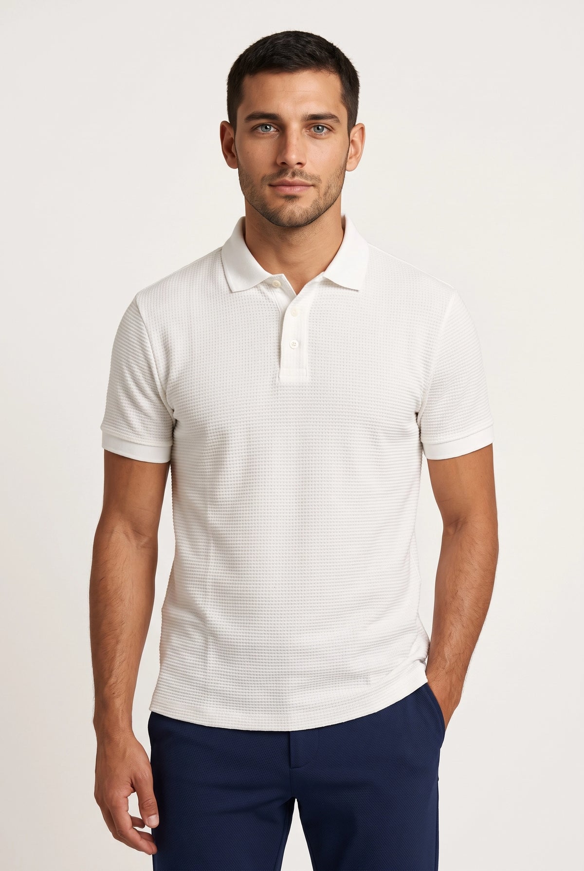 Camisa Polo Masculina Malha Veneza Texturizada