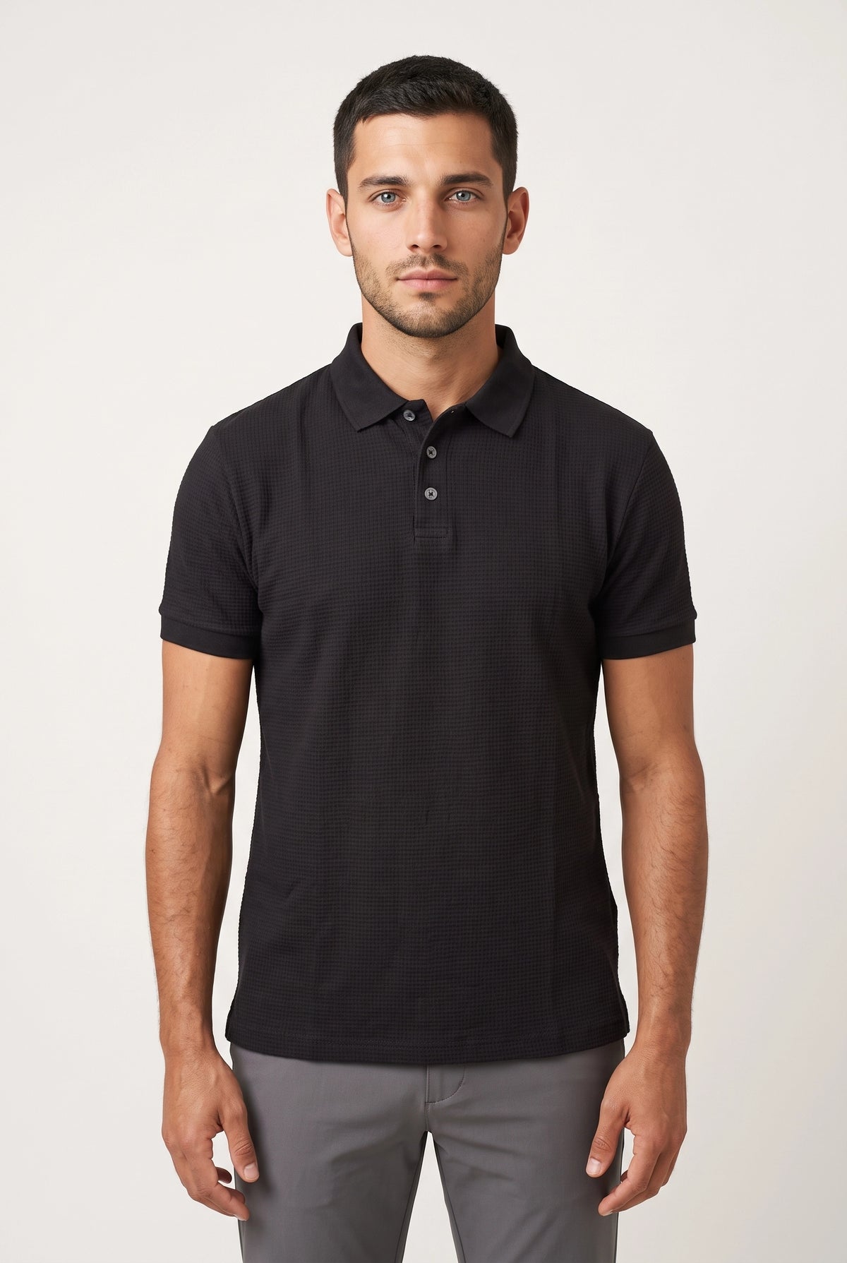 Camisa Polo Masculina Malha Veneza Texturizada