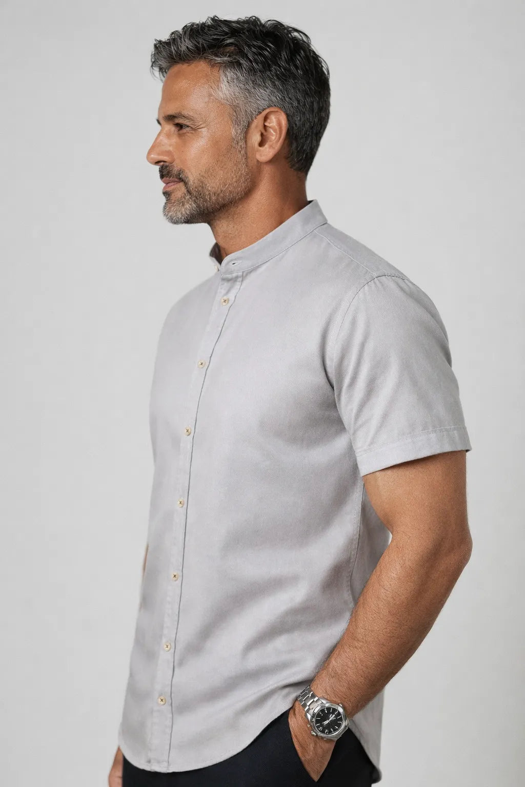 Camisa Sarja Estonada com Gola Padre MC