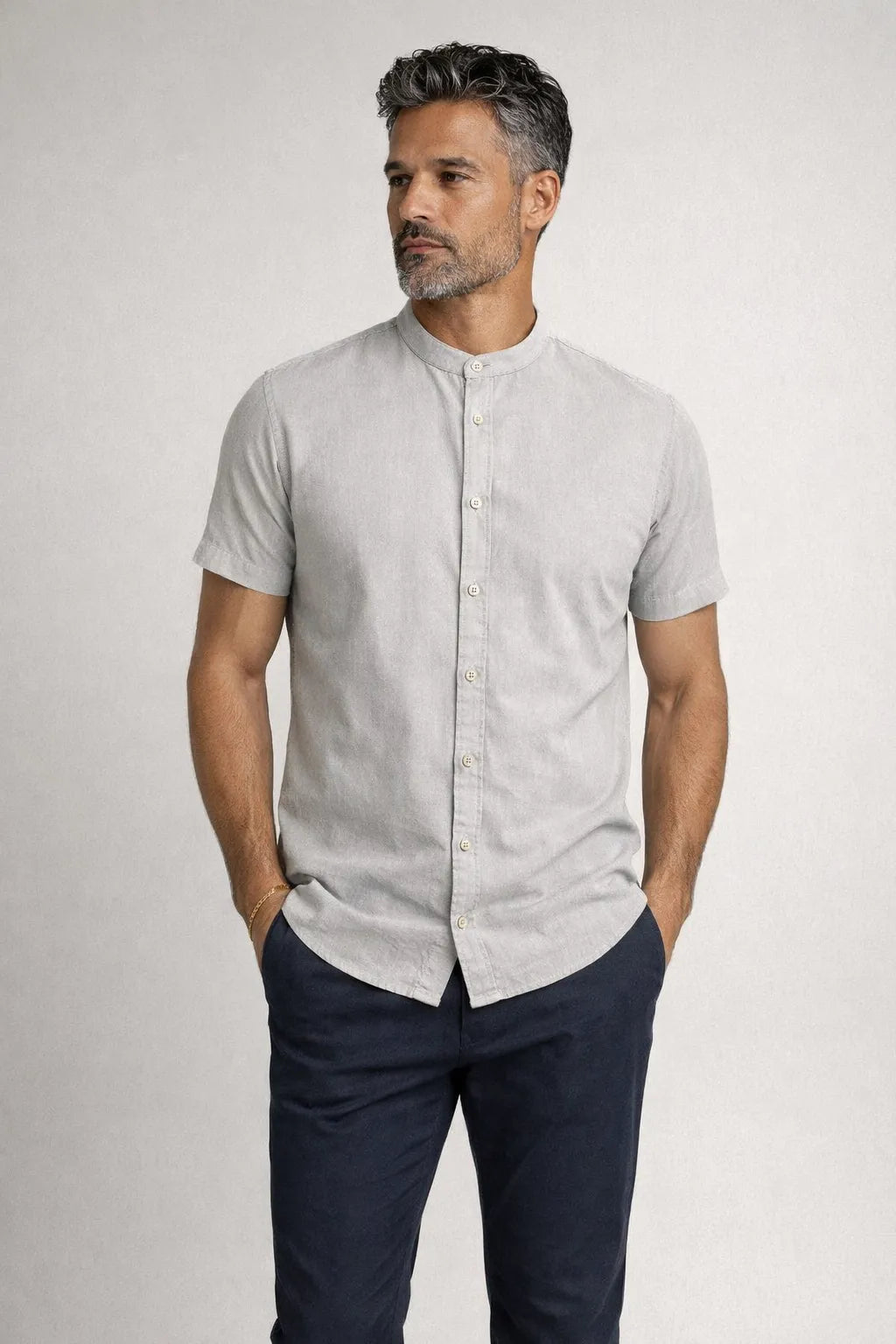 Camisa Sarja Estonada com Gola Padre MC