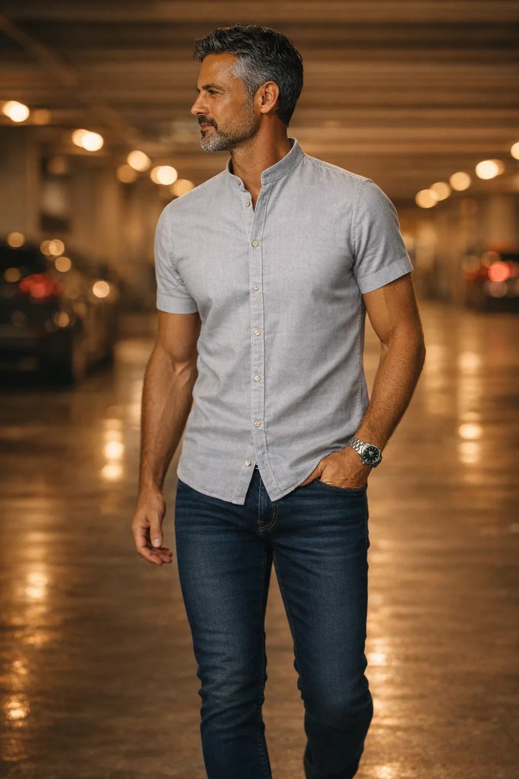 Camisa Sarja Estonada com Gola Padre MC