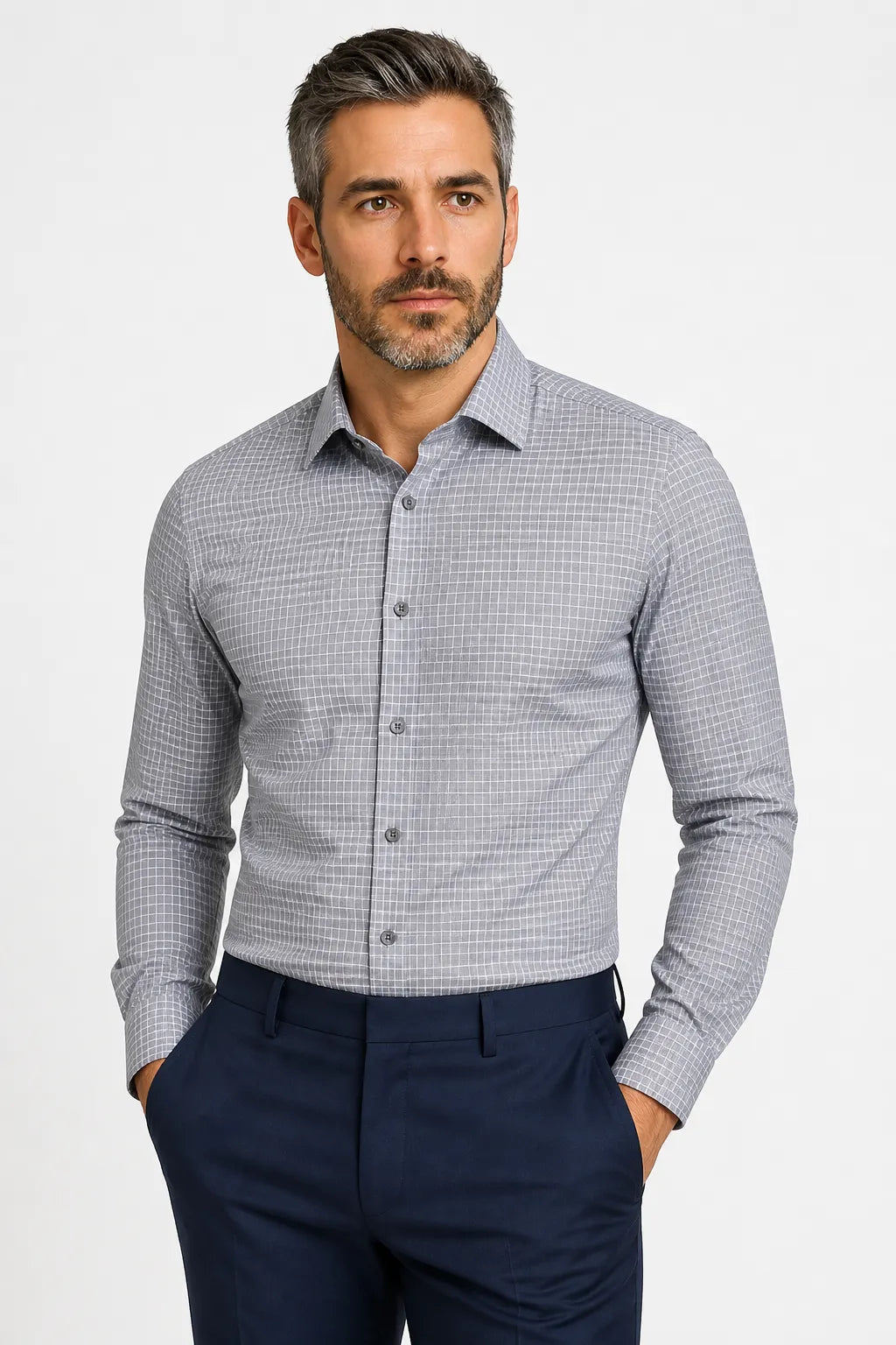 Camisa Social Masculina Xadrez Médio Tradicional
