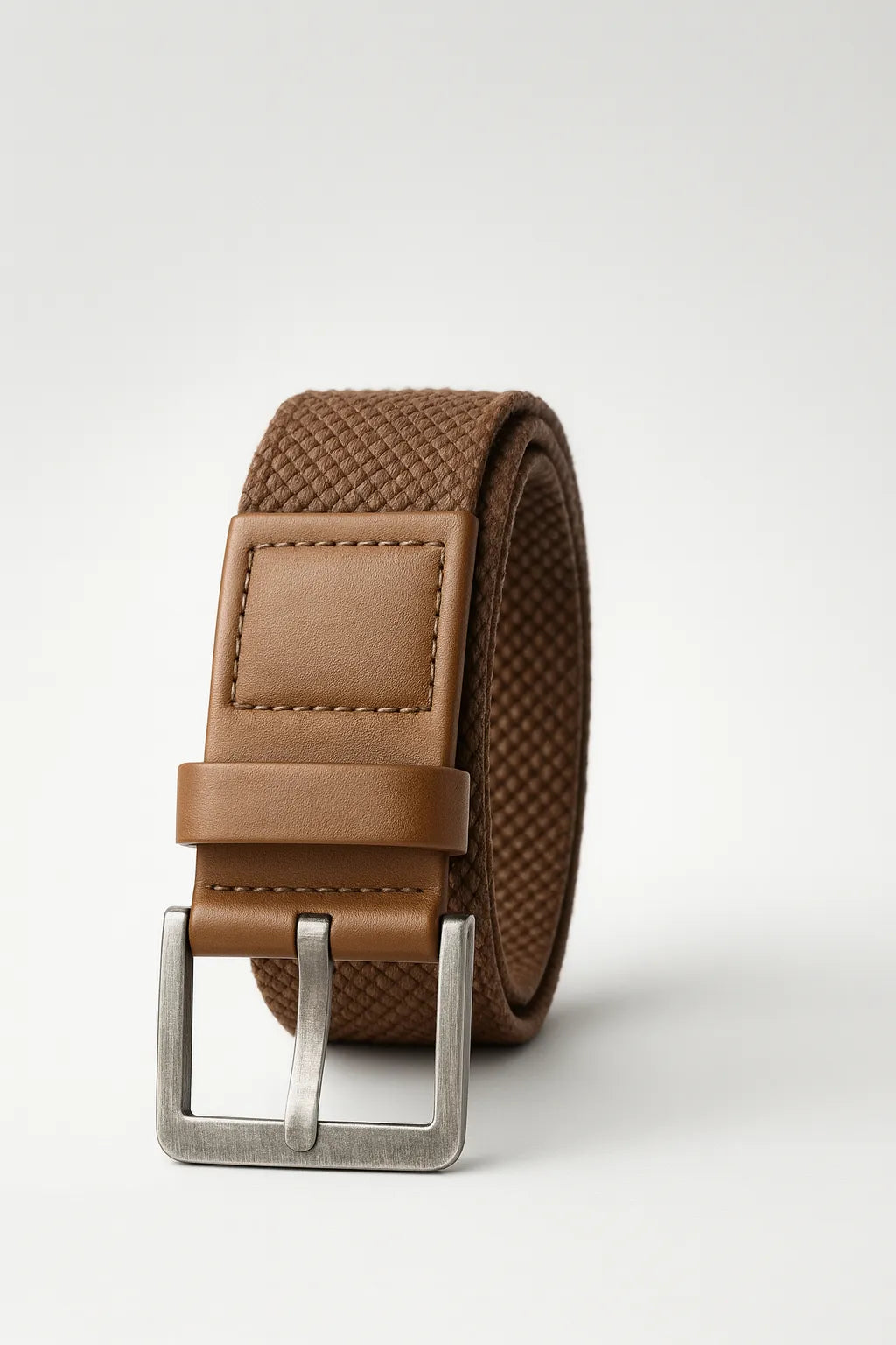 Cinto Masculino em Couro e Elastano com Fivela Metálica Premium