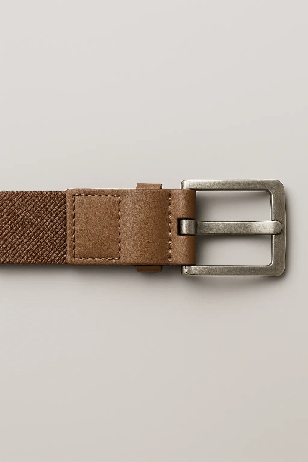 Cinto Masculino em Couro e Elastano com Fivela Metálica Premium