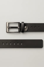 Cinto Social Masculino em Couro Legítimo com Fivela Ônix Escovada