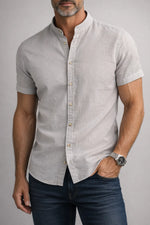 Camisa Sarja Estonada com Gola Padre MC