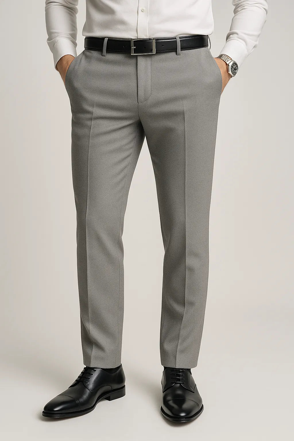 Calça Social Slim Masculina em Poliéster com Elastano