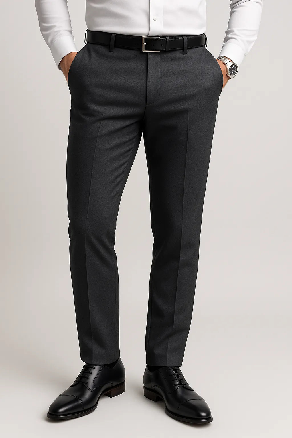 Calça Social Slim Masculina em Poliéster com Elastano