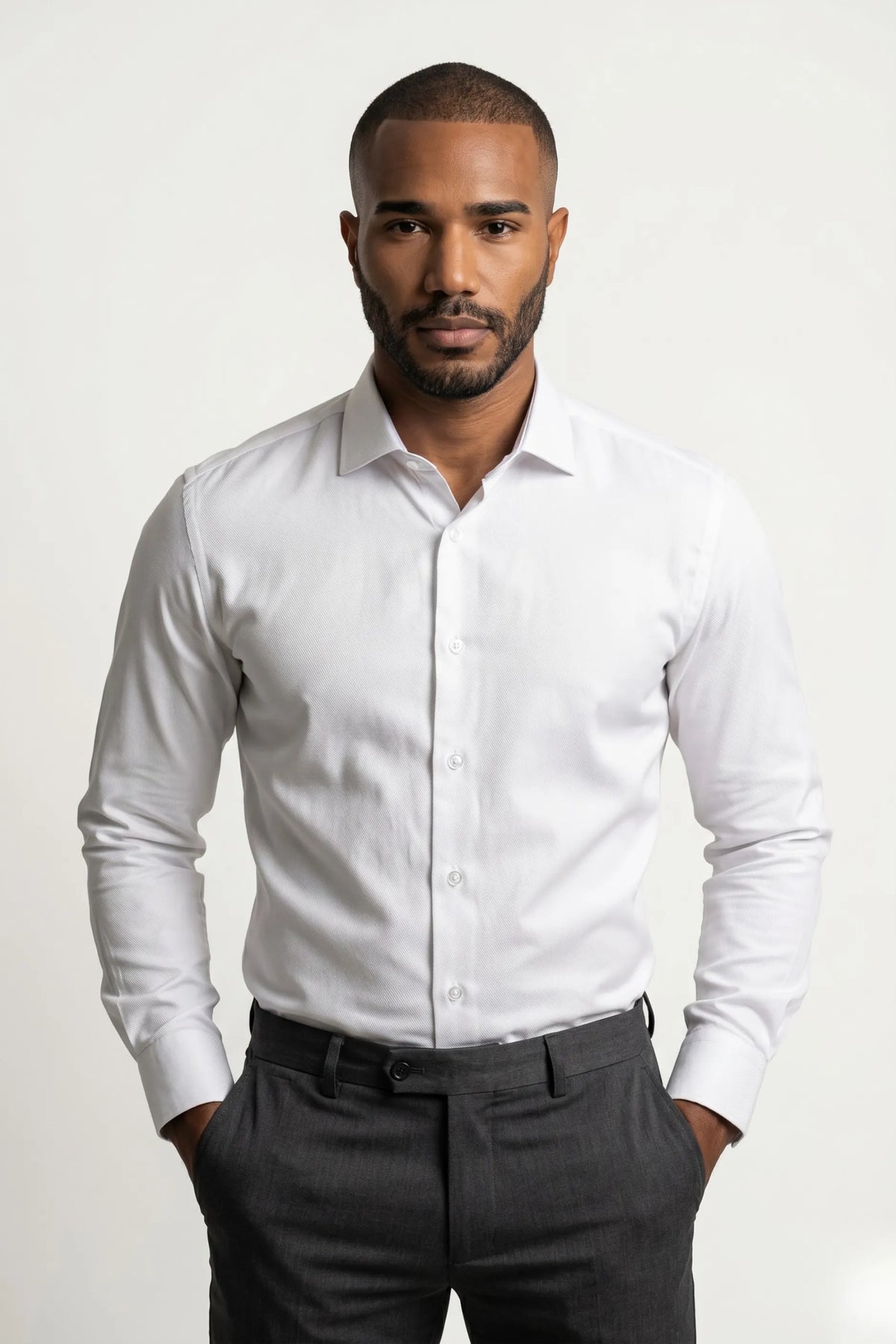 Camisa Social Masculina Algodão Fio 80 Texturizada