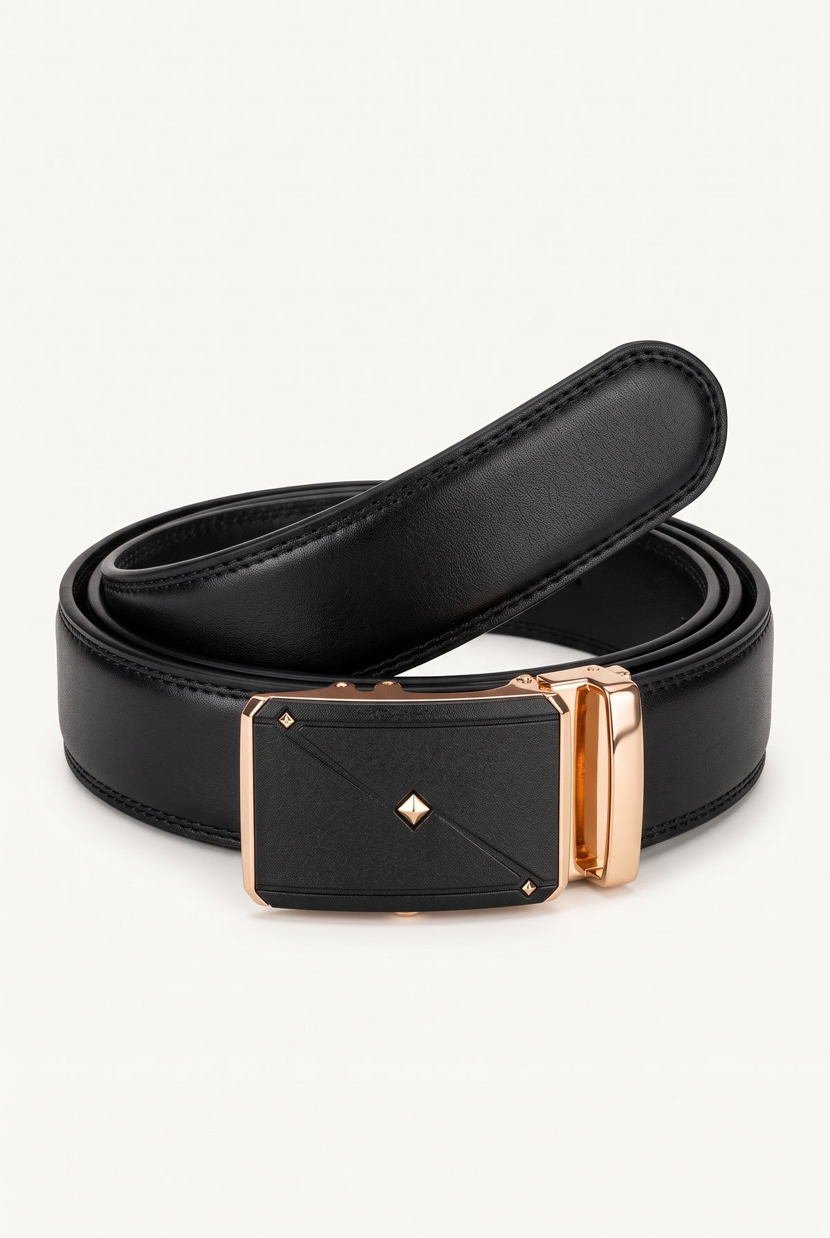 Cinto Masculino Social Fivela Automática Preto com Dourado