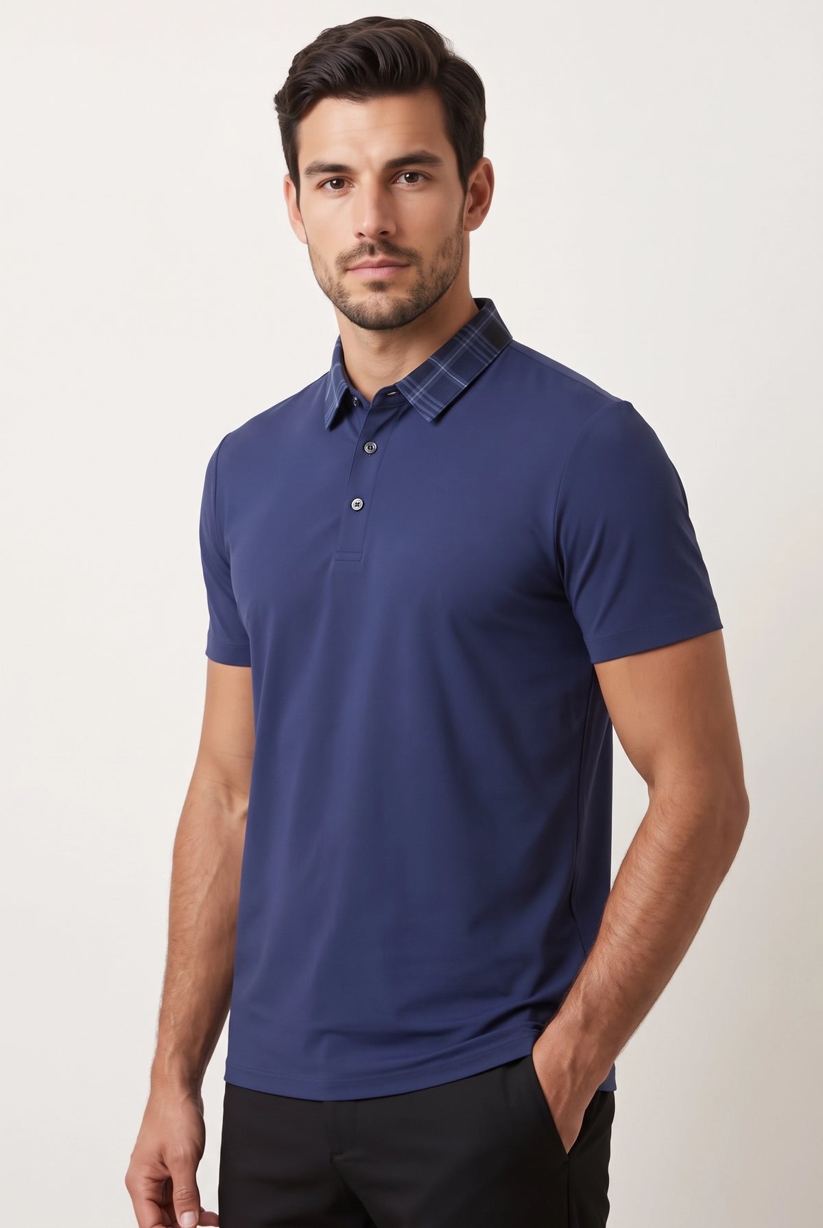 Camisa Polo Masculina Tech Slim Gola Xadrez com Elastano