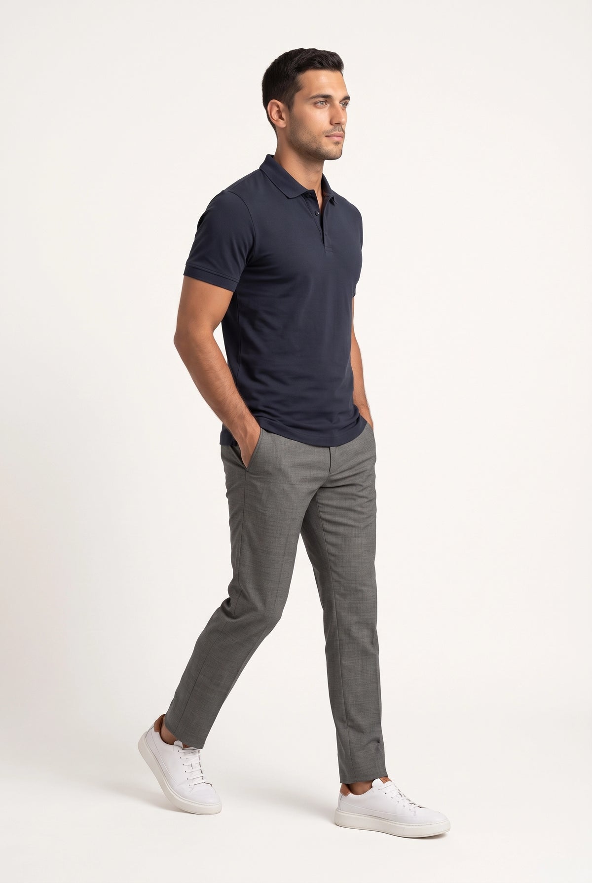 Camisa Polo Masculina Slim em Algodão com Elastano