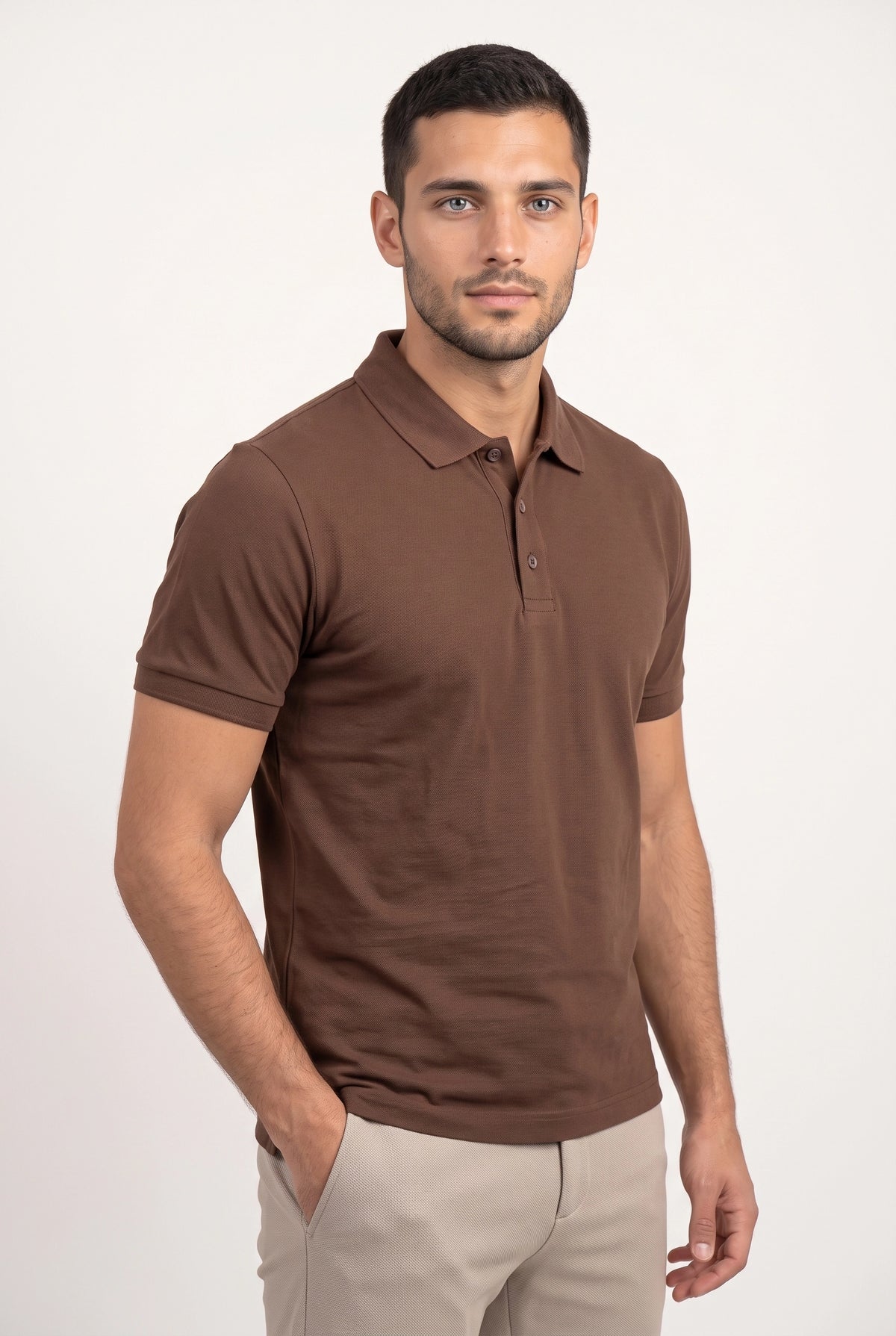 Camisa Polo Masculina Slim em Algodão com Elastano