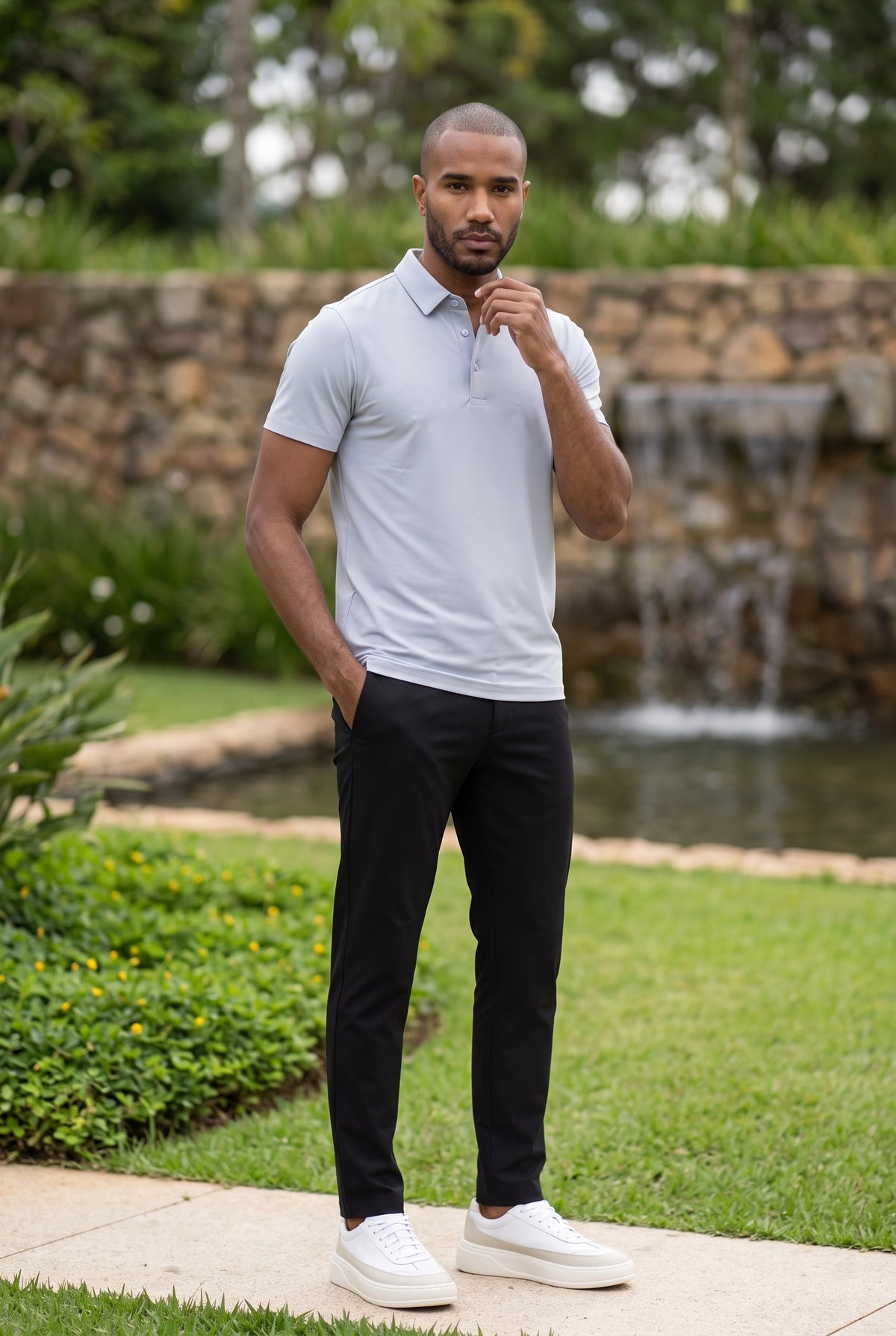 Camisa Polo Masculina Tech Slim com Elastano