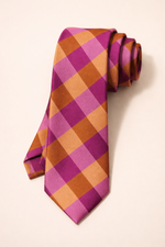 Gravata Masculina Gold Semi Slim Xadrez