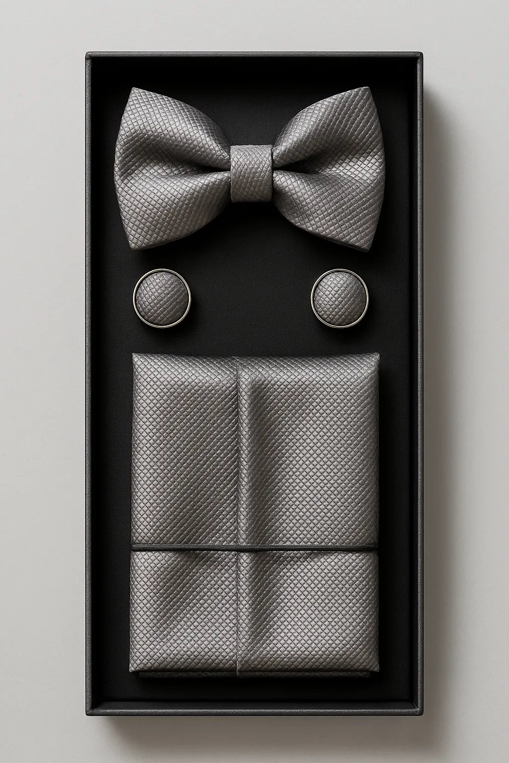 Kit Gravata Borboleta com Abotoadura e Lenço Premium