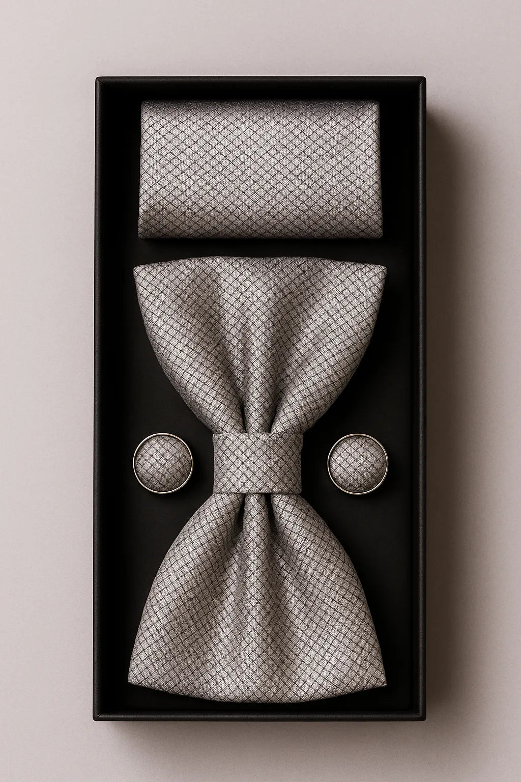 Kit Gravata Borboleta com Abotoadura e Lenço Premium