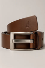 Cinto Social Masculino em Couro Legítimo com Fivela Ônix Escovada