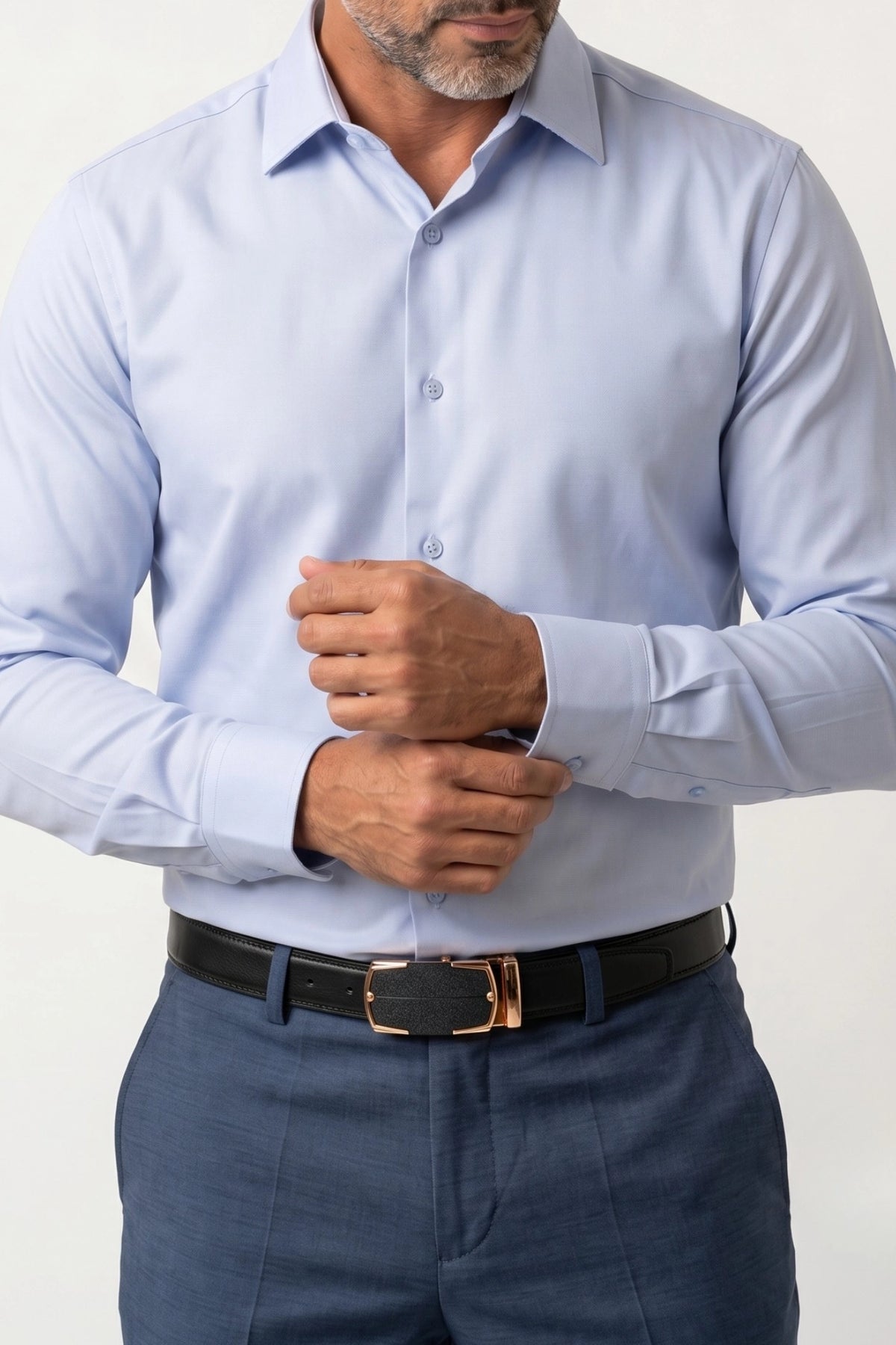 Cinto Masculino Social Fivela Automática Preto com Dourado