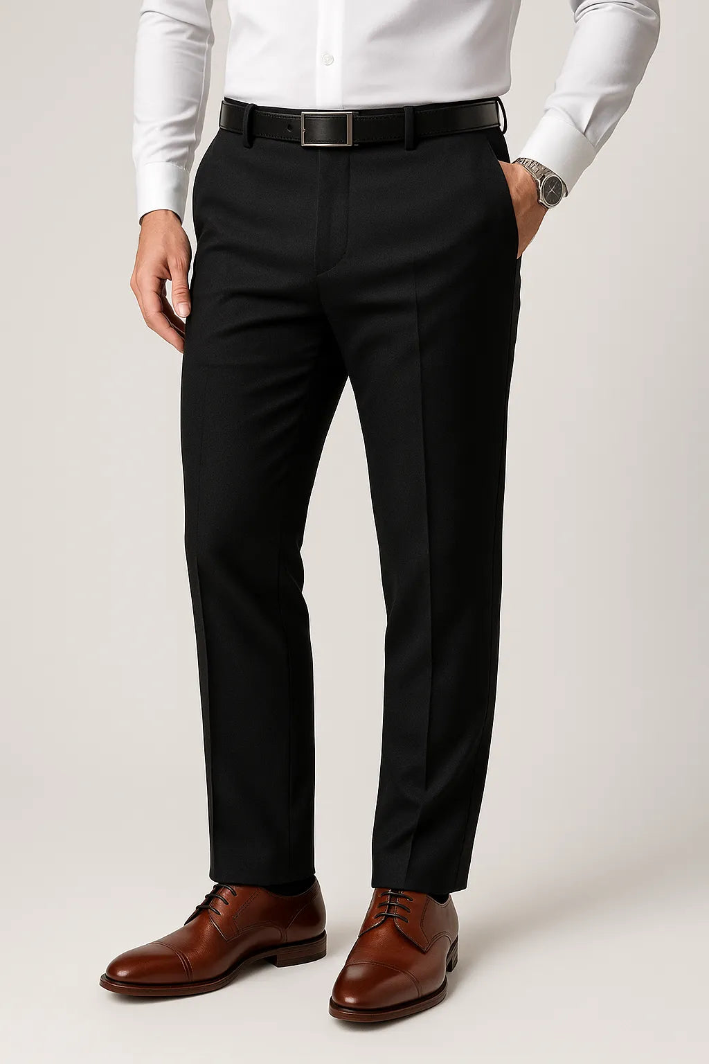 Calça Social Slim Masculina em Poliéster com Elastano