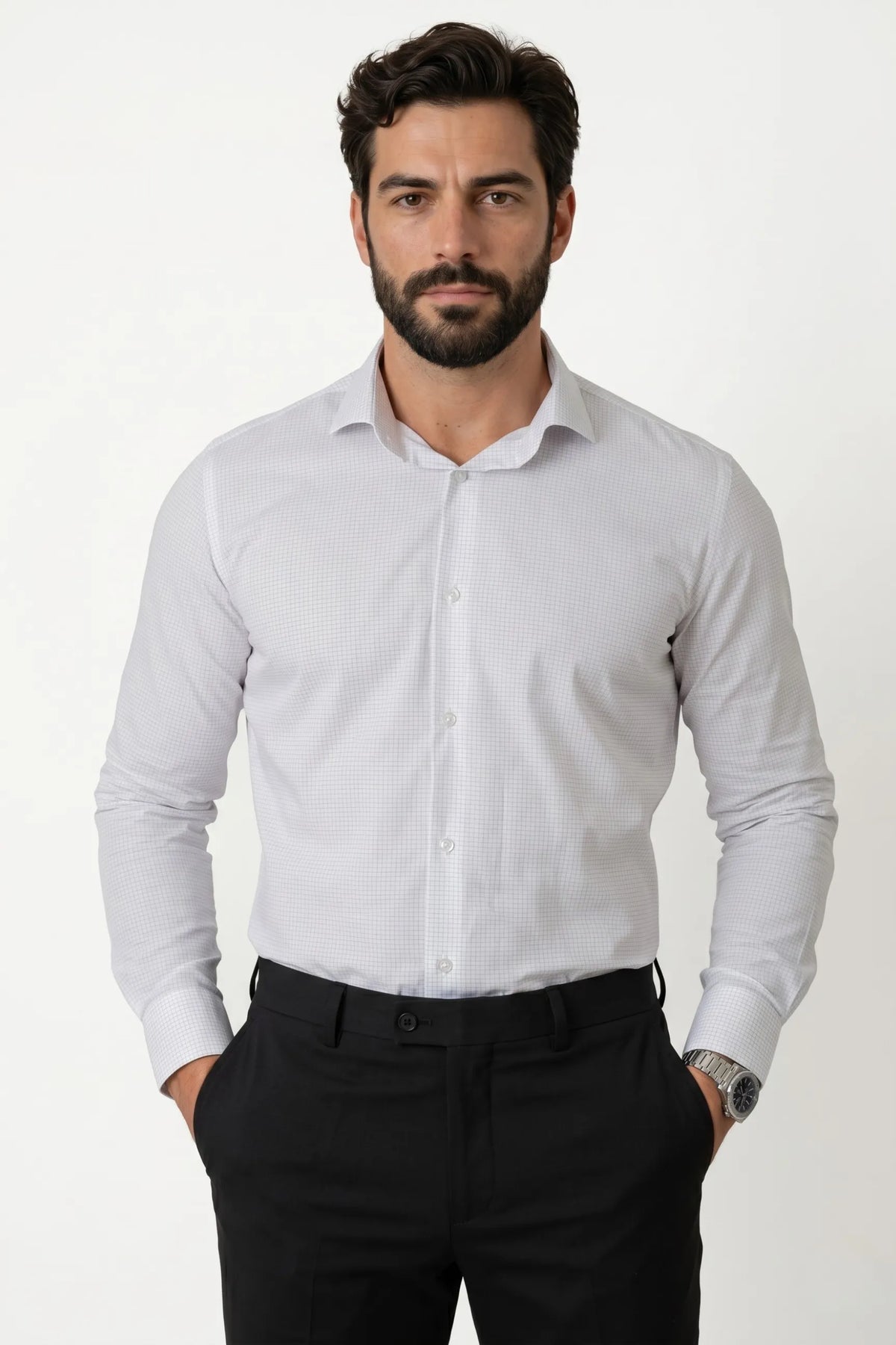 Camisa Social Slim Fit em Algodão Egípcio