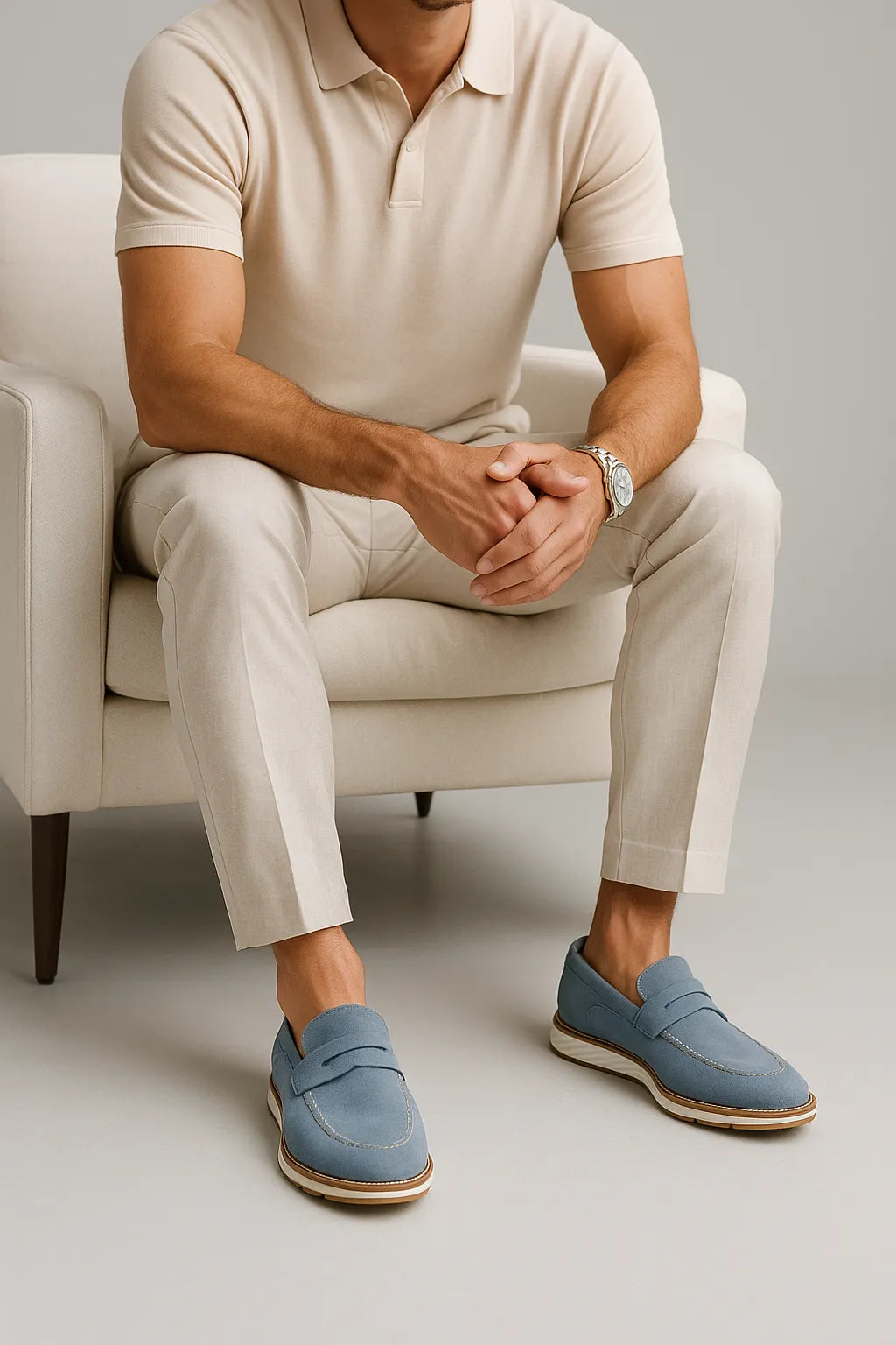 Sapato Casual Loafer Veneto em Camurça