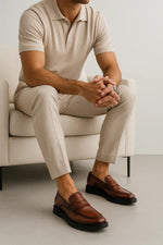 Sapato Casual Loafer Veneto em Couro Maquiato