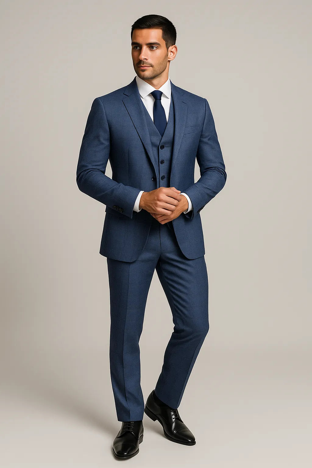 Terno Masculino Azzurro Príncipe de Gales Semi Slim