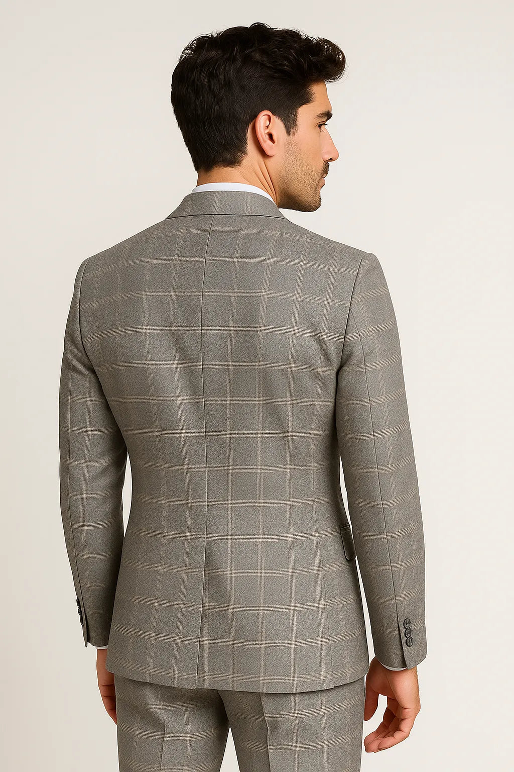 Terno Masculino Grigio Príncipe de Gales Semi Slim