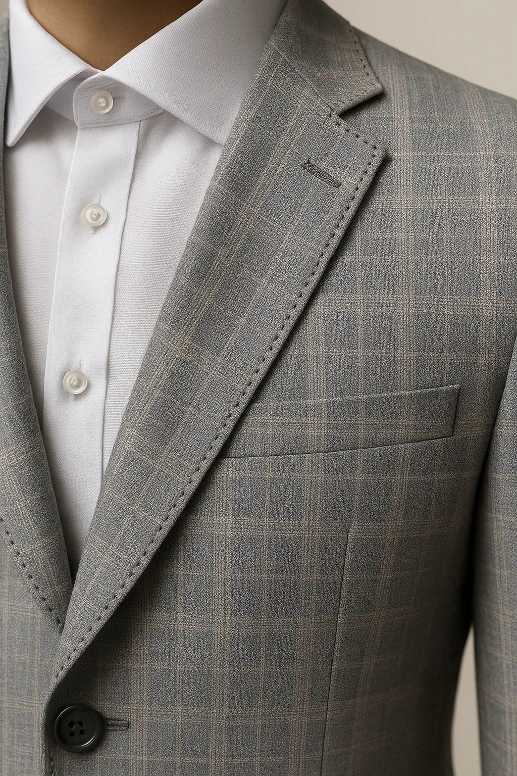 Terno Masculino Grigio Príncipe de Gales Semi Slim