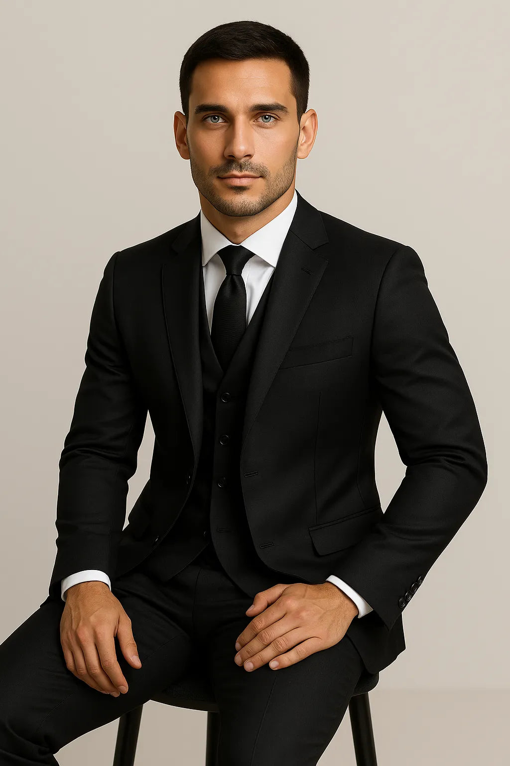 Terno Masculino Napoli Poliviscose Semi Slim - 3 Peças