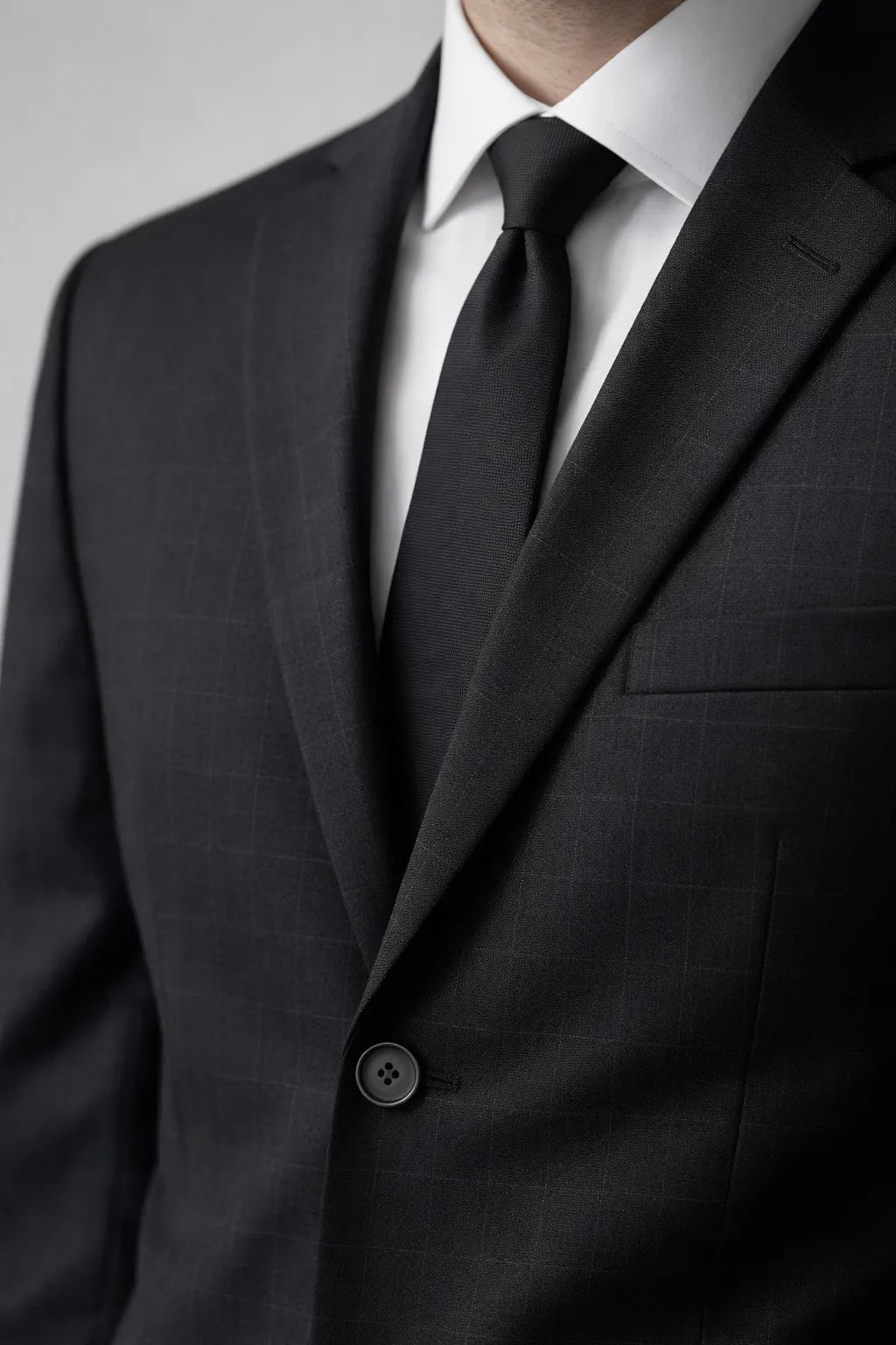 Terno Masculino Poliéster Semi Slim Preto Xadrez