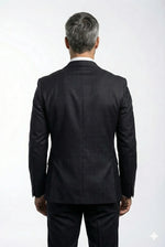 Terno Masculino Poliéster Semi Slim Preto Xadrez