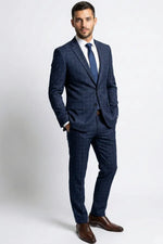 Terno Masculino Poliviscose Azul Noite Xadrez